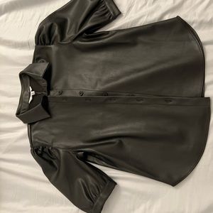 Steve Madden faux leather button up top